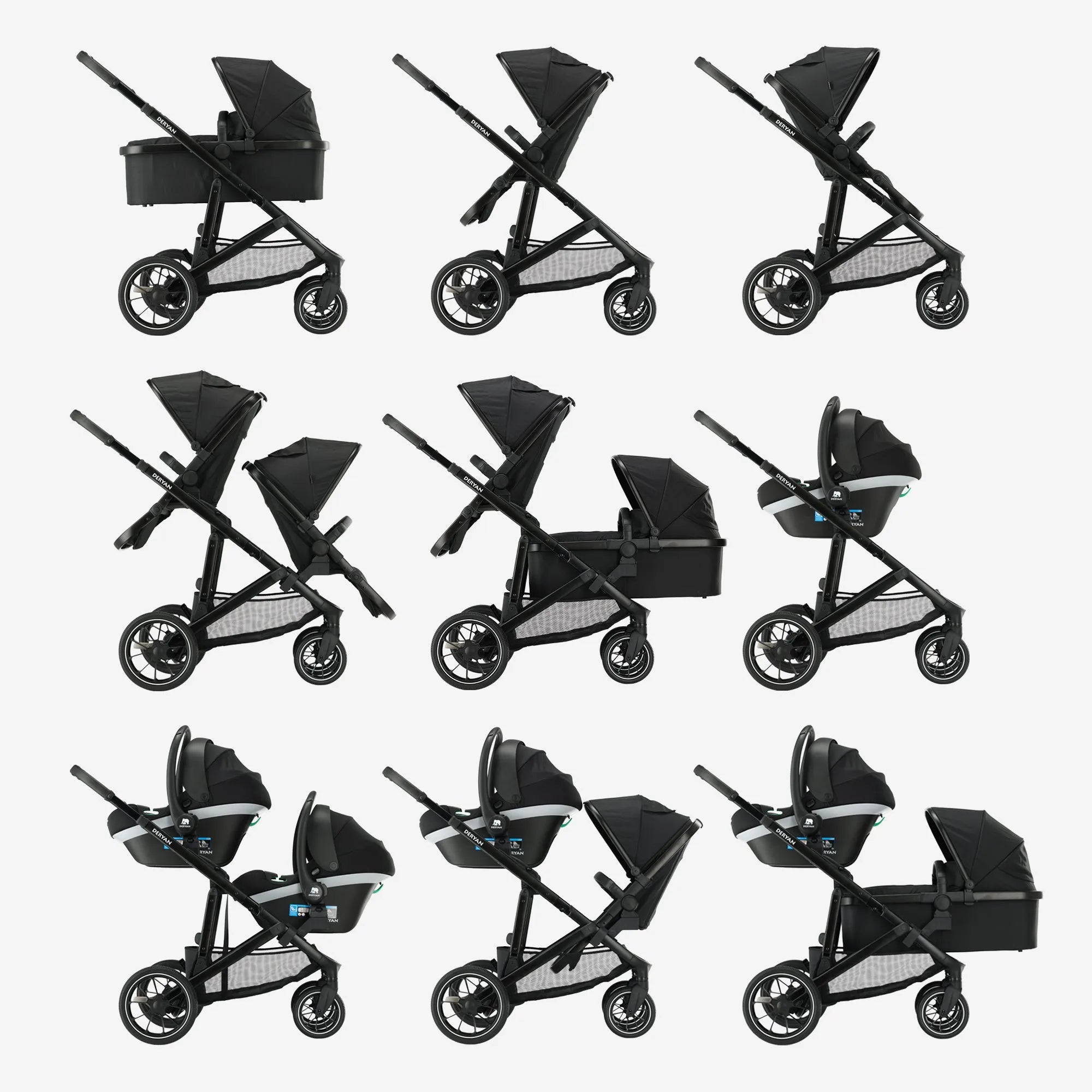 EVY V2 Duo Stroller Negro dos plazas