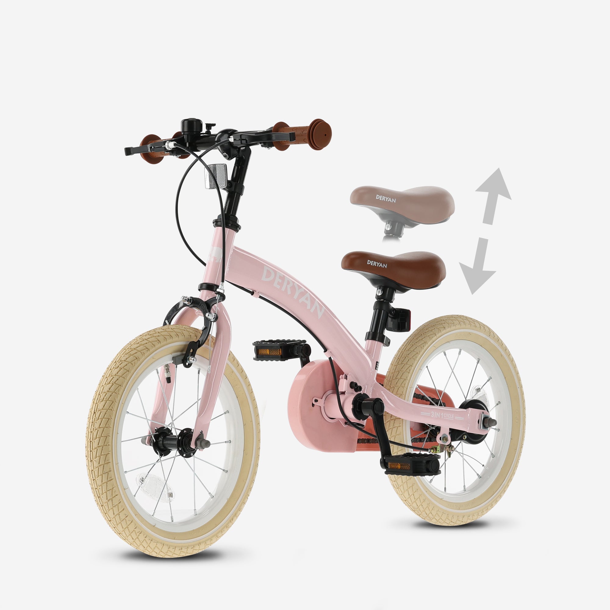 Bicicleta infantil de lujo 12 pulgadas - 3 en 1 - bicicleta de paseo Rosa