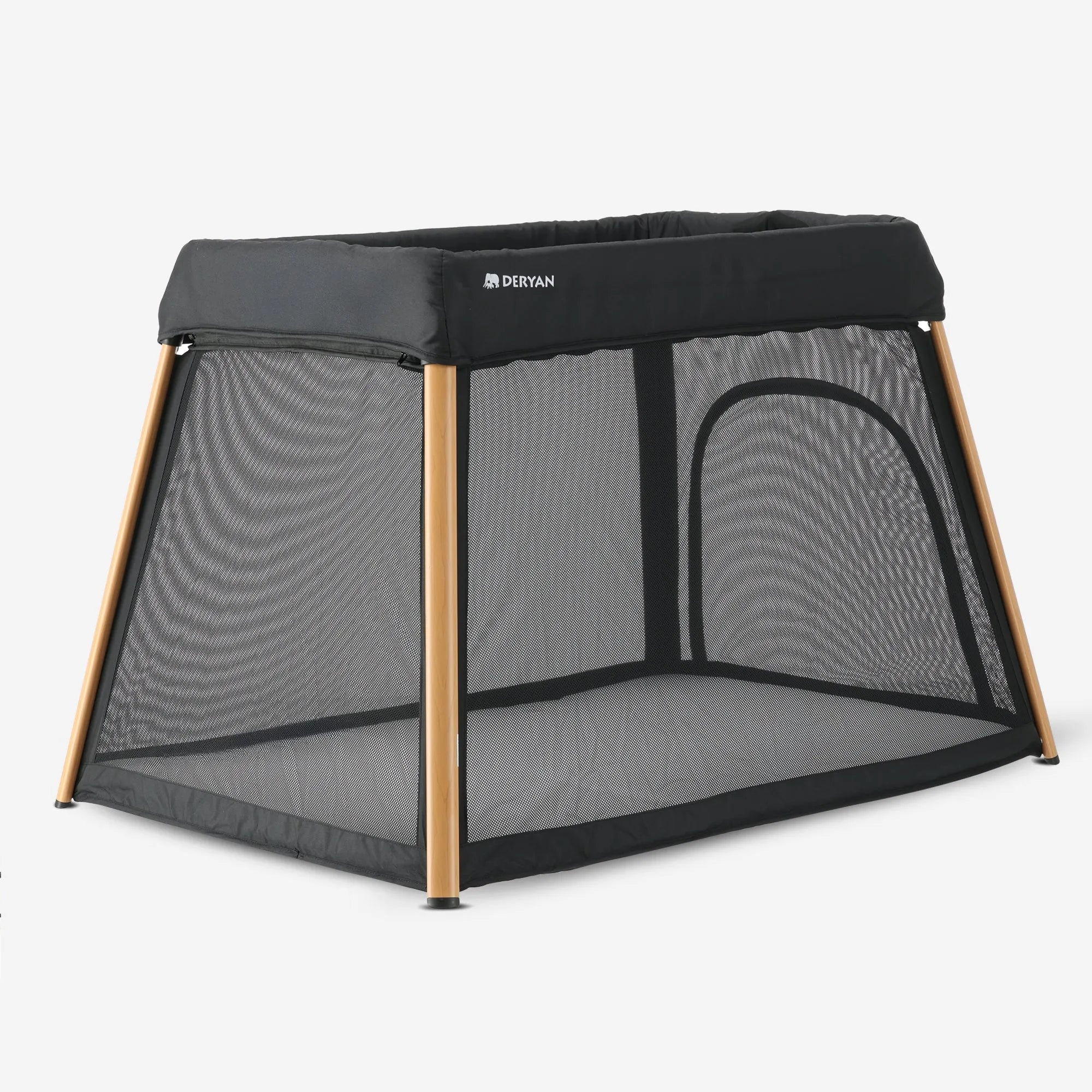 Cama de camping y corralito 2 en 1 - Incluye parachoques - Aspecto madera