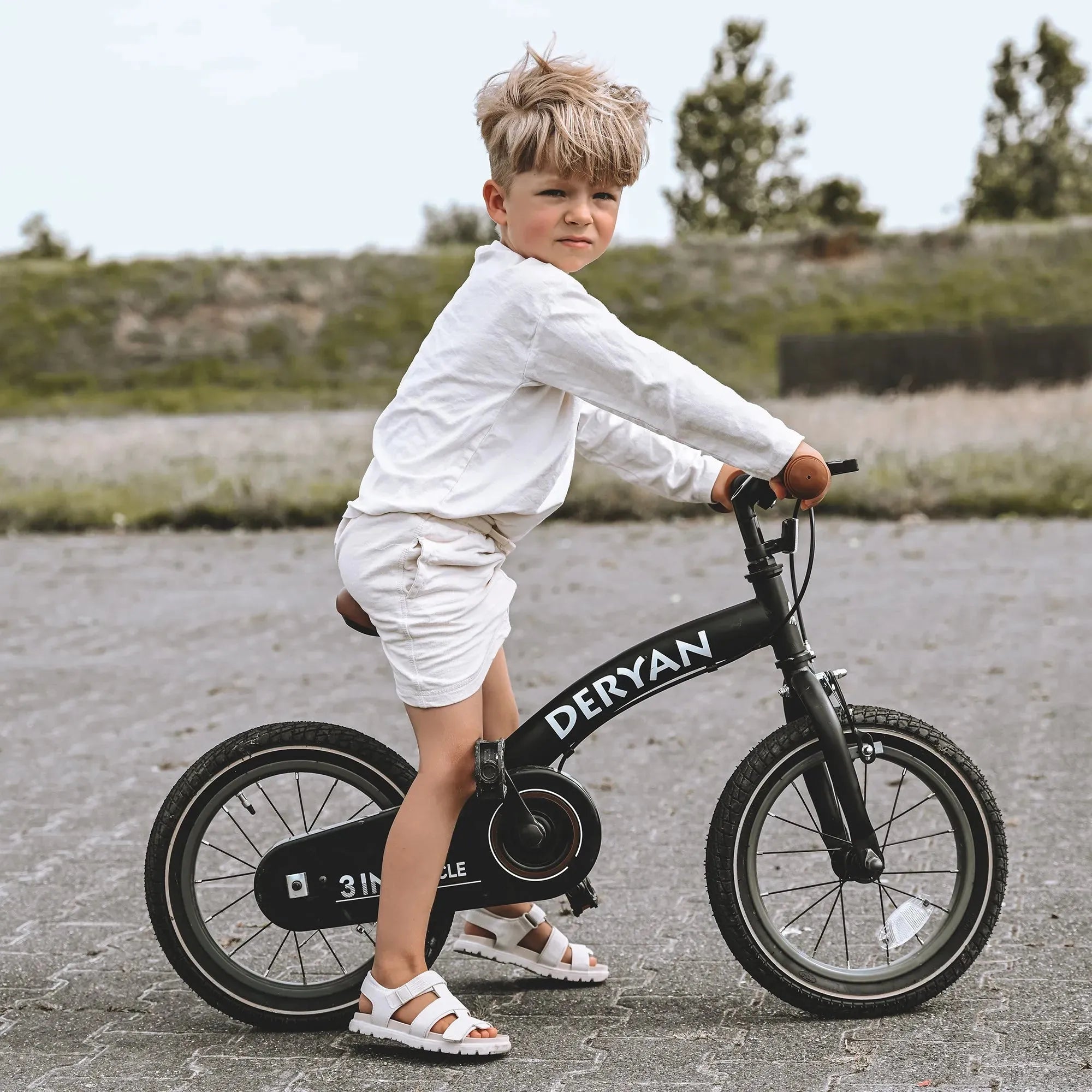 Bicicleta infantil de lujo 12 pulgadas - 3 en 1 - bicicleta de equilibrio Negro