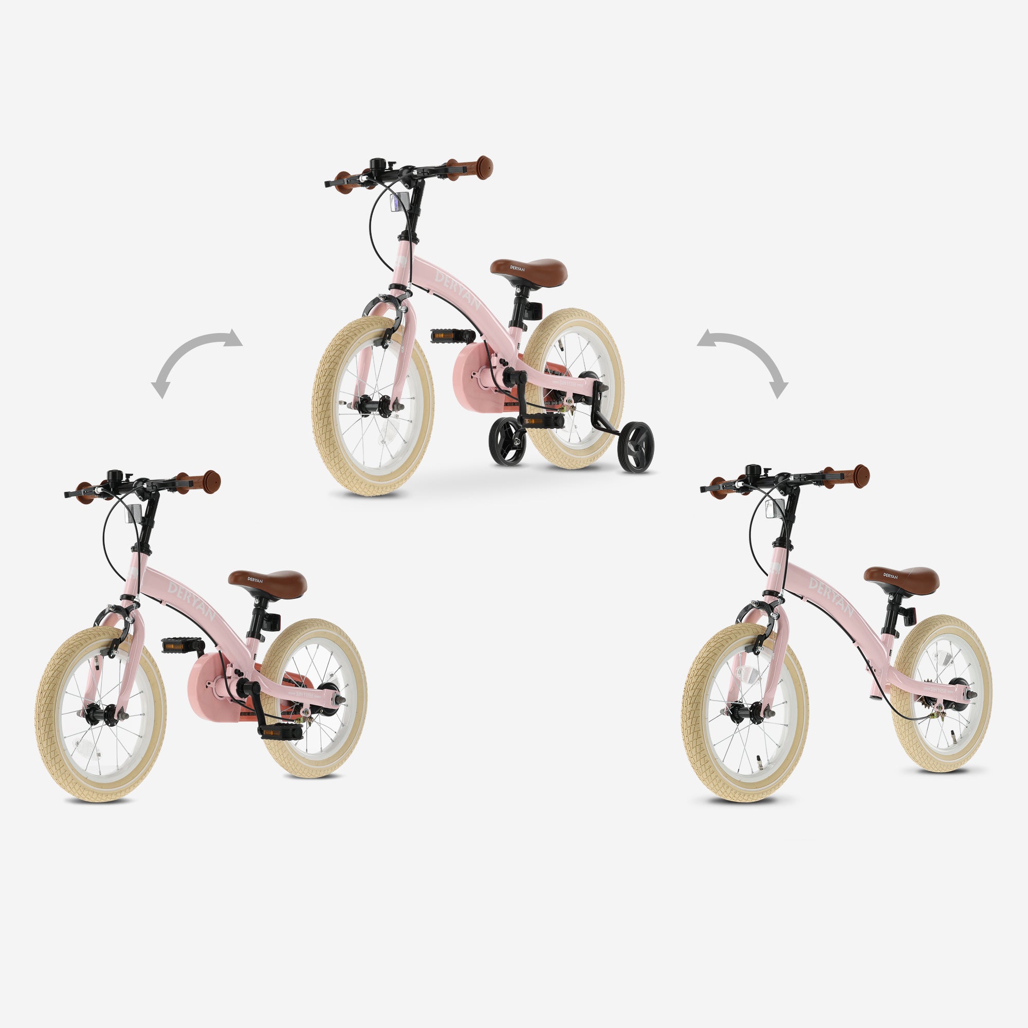 Bicicleta infantil de lujo 14 pulgadas - 3 en 1 - bicicleta de equilibrio - Rosa