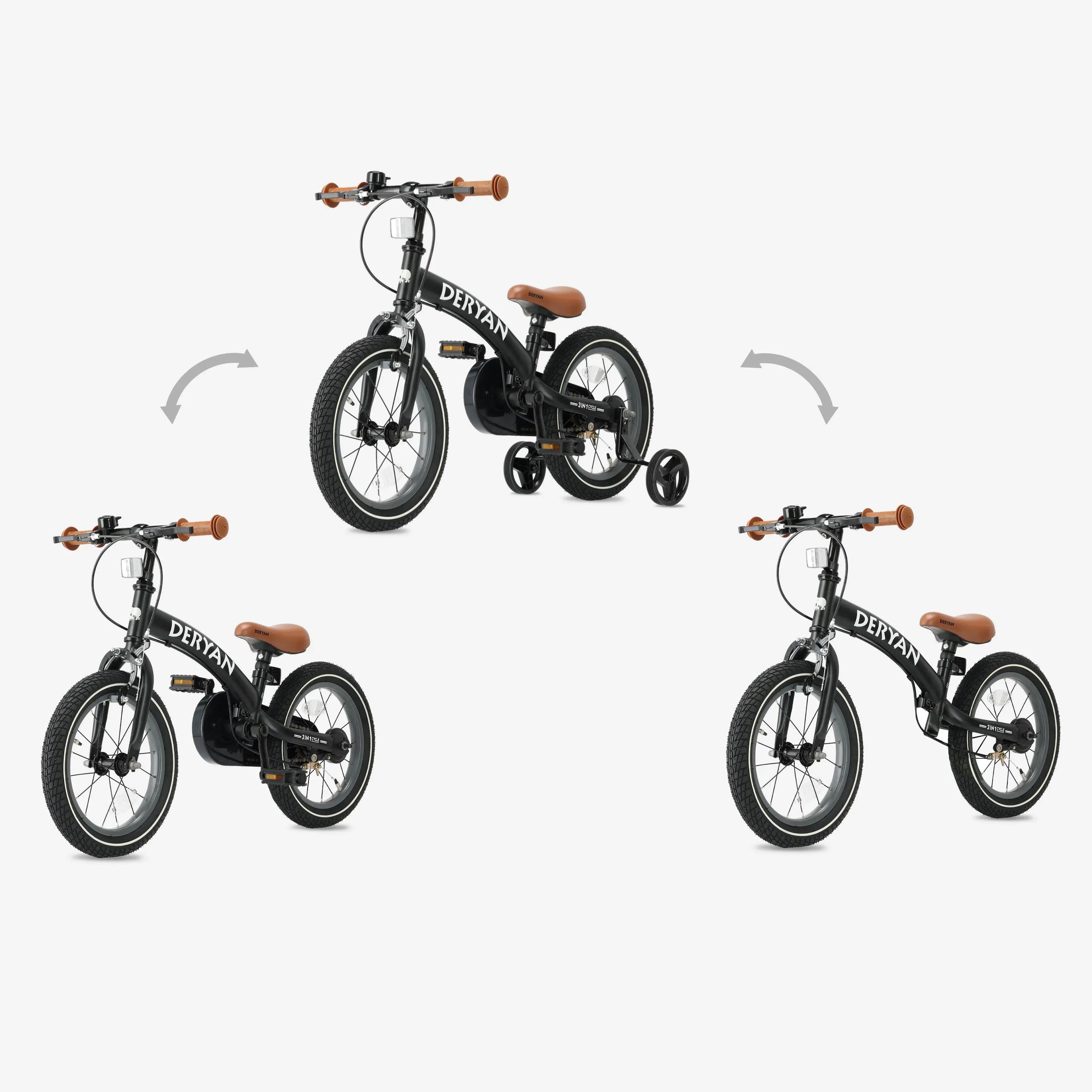 Bicicleta infantil de lujo 12 pulgadas - 3 en 1 - bicicleta de equilibrio Negro