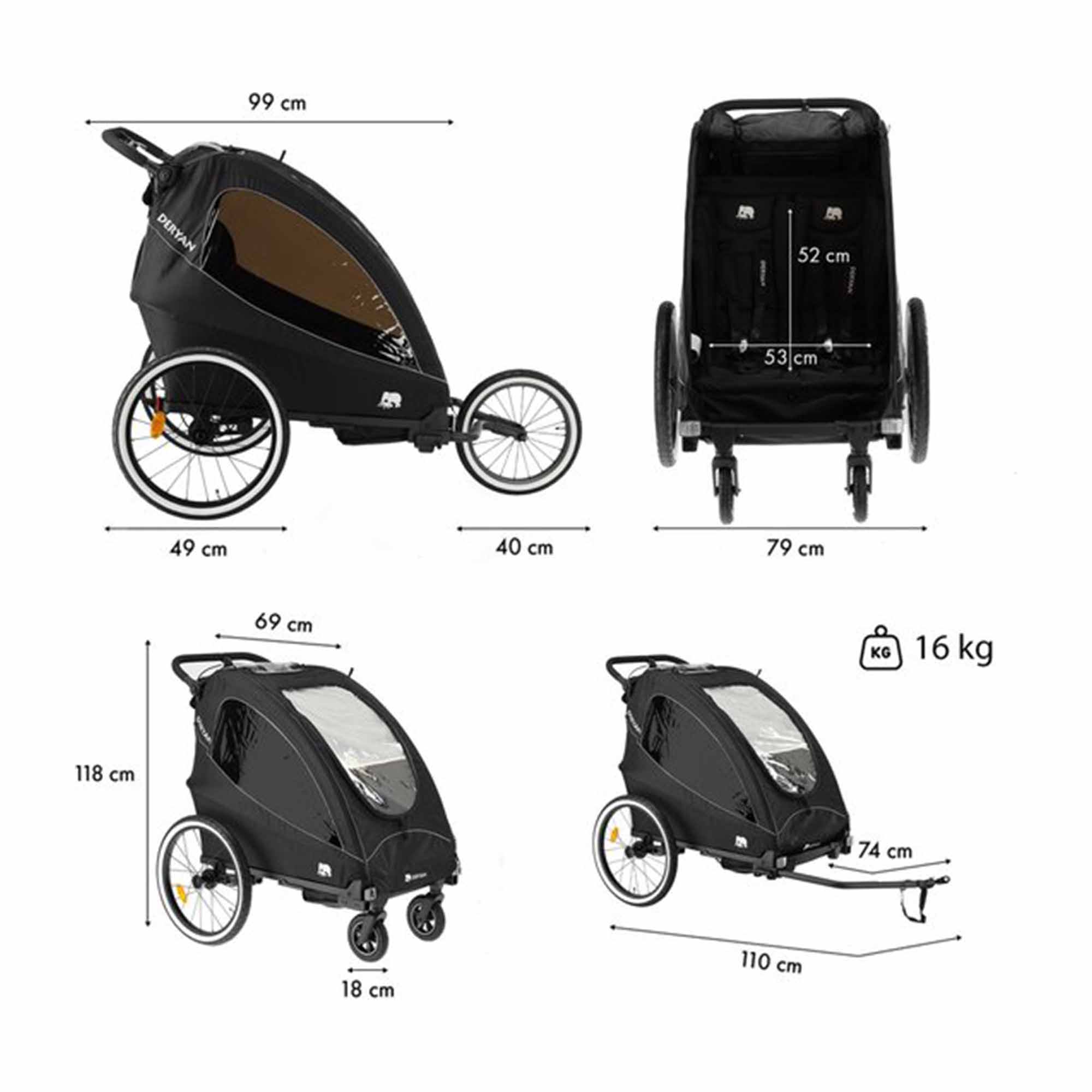 Remolque para bicicleta - Jogging barnevogn