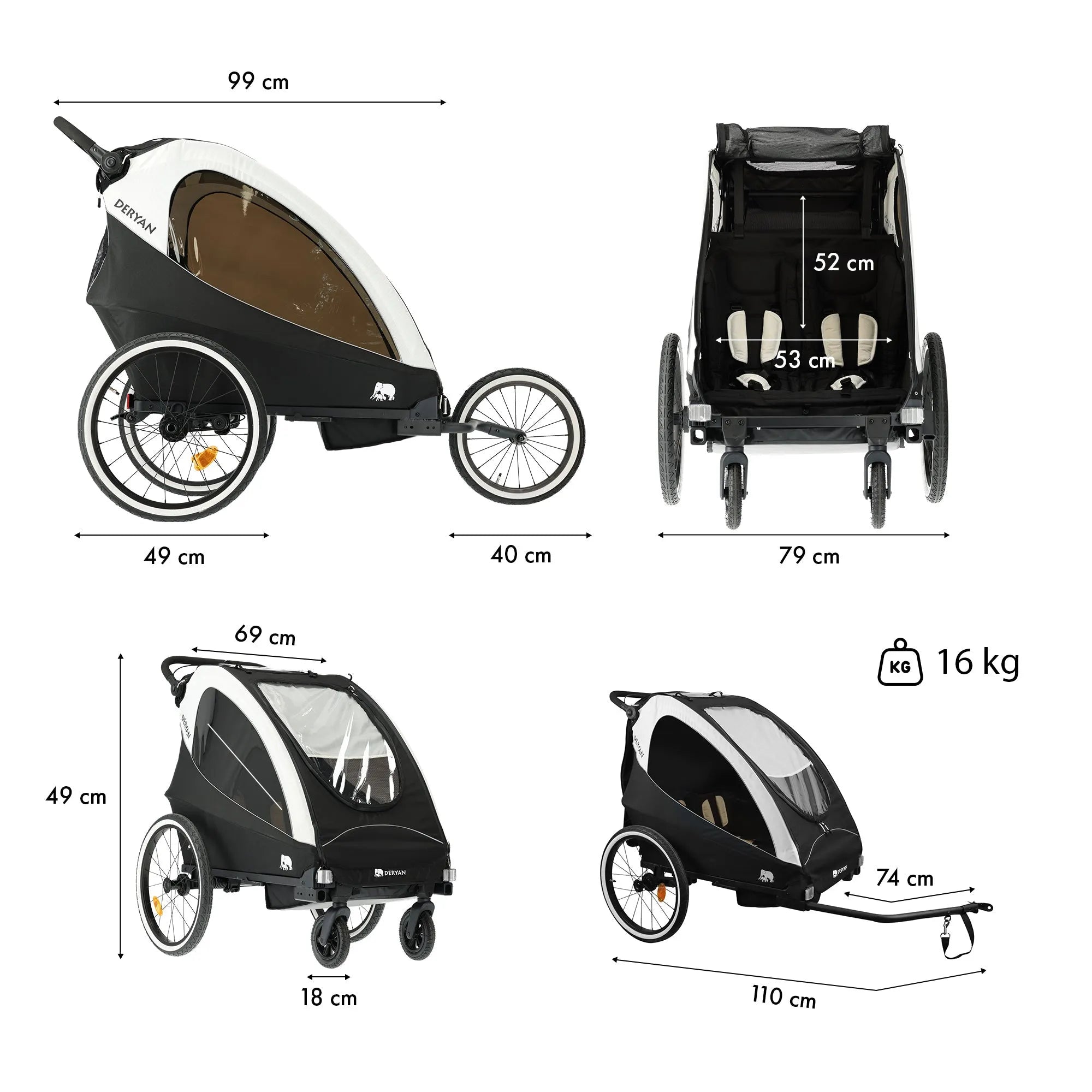 Remolque para bicicleta - Cochecito - Cochecito para correr