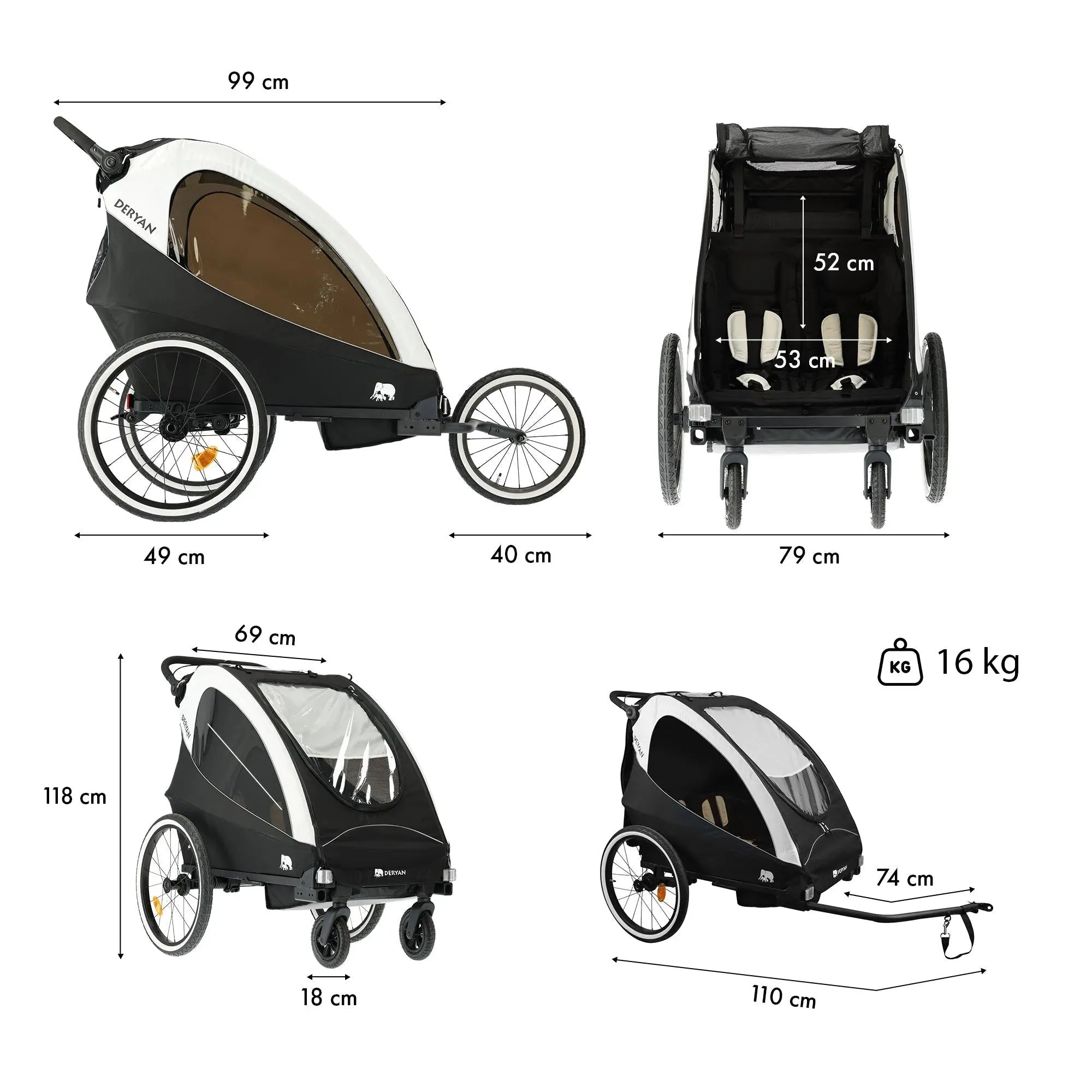 Remolque para bicicleta - Silla de paseo - Cochecito de niño